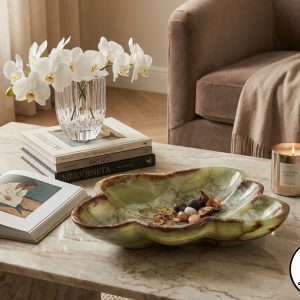 Large Wavy Green Onyx Centrepiece Bowl
