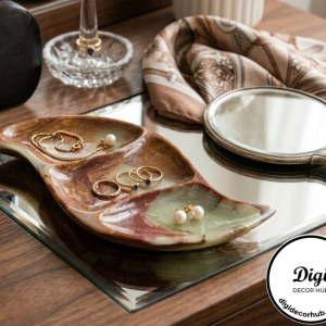 Wave-Shaped Green Onyx Tray