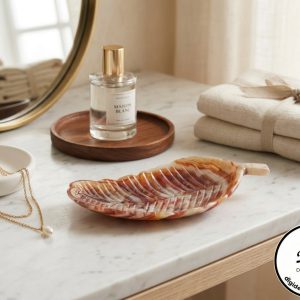 Elegant Natural Stone Leaf Trinket Tray