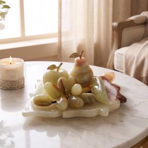 Green Onyx Fruit Set with Leaf Tray | Home Decor | Gift