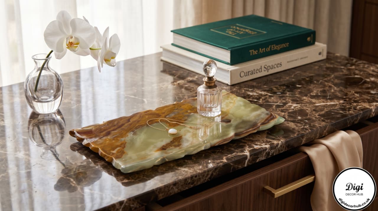 Onyx Tray Gift – Carved Green / Brown Stone Catchall Dish