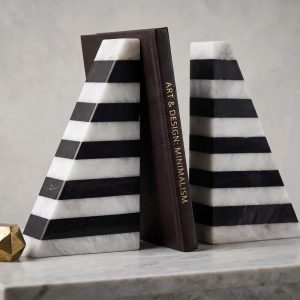 Striped Marble Bookends