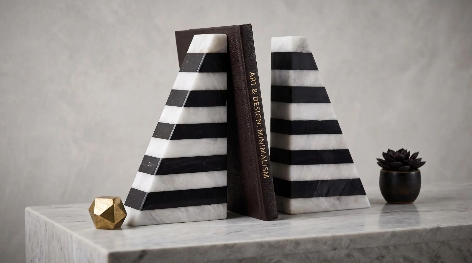 Striped Marble Bookends
