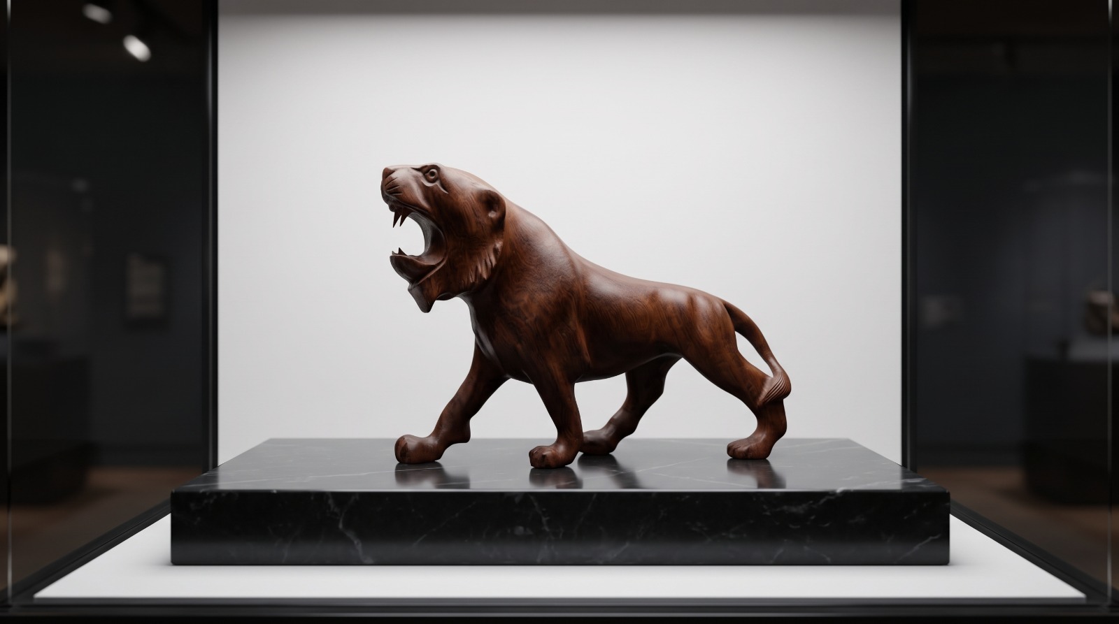 Wooden Panther Figurine